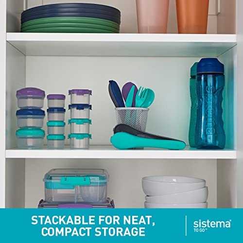 Sistema To Go Collection Mini Bites Small Food Storage Containers, 4.3 oz./127 mL, Pink/Green/Blue, 3 Count - Image 4