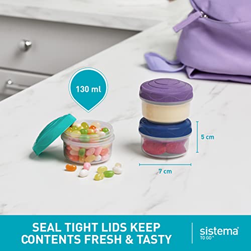 Sistema To Go Collection Mini Bites Small Food Storage Containers, 4.3 oz./127 mL, Pink/Green/Blue, 3 Count - Image 3