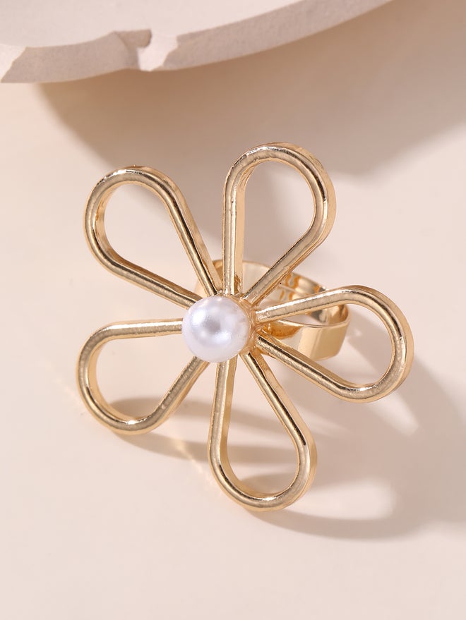 تايك تو خاتم ورد مزين باللؤلؤ الصناعي - Image 2