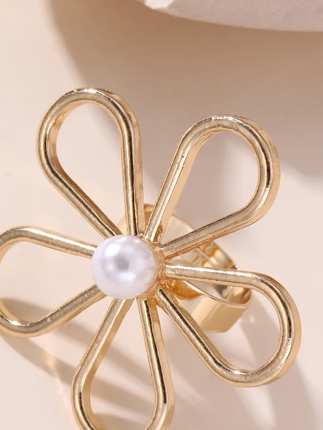Take Two Take Two Faux Pearl Embellished Flower Ring
