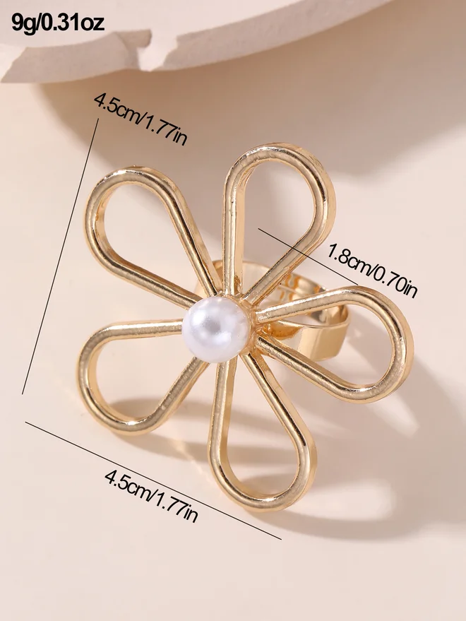 Take Two Take Two Faux Pearl Embellished Flower Ring