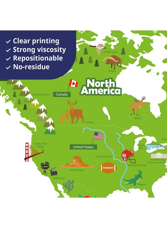 ديكو وال ملصقات حائط للأطفال Dl32212 Xlarge لخريطة العالم (59 × 40 بوصة) ملصقات قابلة للتقشير والعصا قابلة للإزالة لغرفة نوم الحضانة وغرفة المعيشة ديكورات جدارية فنية - Image 4