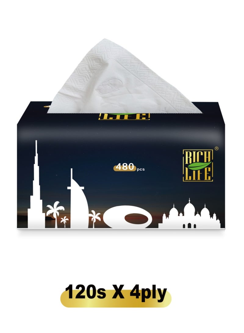 Life Rich Facial Tissue - Premium Quality 5-Ply - 480 Sheets -20 Value Packs | New Technology Tissue Made from 100% Raw Wood Pulp (20 Pack) - Image 3