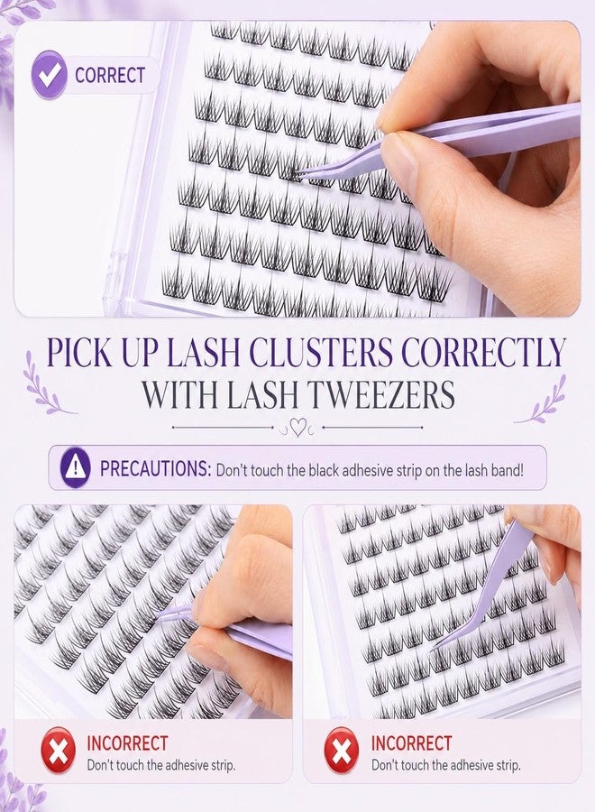 KAIDAA Self Adhesive Eyelashes 100 Pcs | Press On Lash Clusters Pre-Glued | Natural False Eyelashes for Women | No Glue Needed | Reusable Cluster Lashes with Tweezer | 11-13mm - Image 5