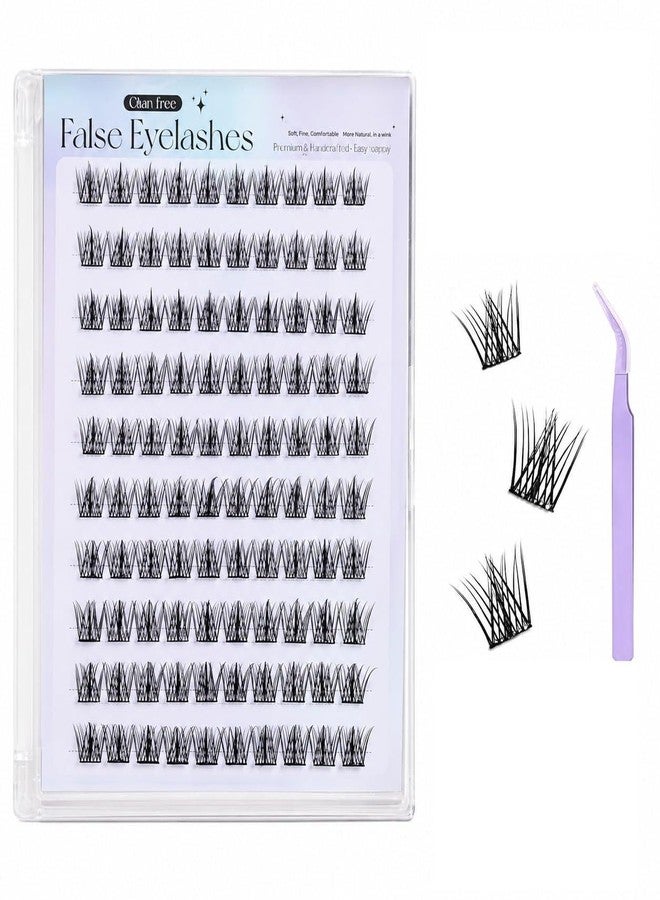 KAIDAA Self Adhesive Eyelashes 100 Pcs | Press On Lash Clusters Pre-Glued | Natural False Eyelashes for Women | No Glue Needed | Reusable Cluster Lashes with Tweezer | 11-13mm - Image 1