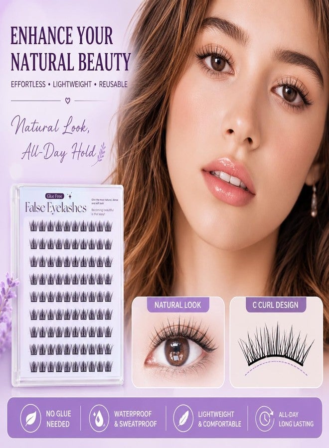 KAIDAA Self Adhesive Eyelashes 100 Pcs | Press On Lash Clusters Pre-Glued | Natural False Eyelashes for Women | No Glue Needed | Reusable Cluster Lashes with Tweezer | 11-13mm - Image 2