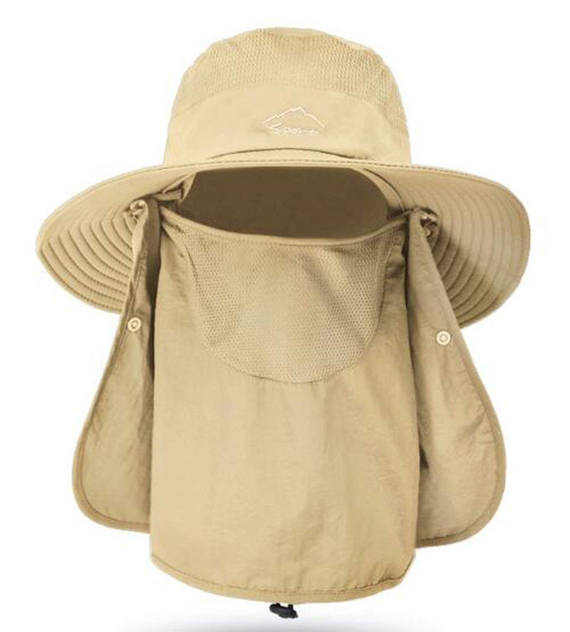 Outrip Fishing Hat for Men & Women, Outdoor UV Sun Protection Wide Brim Hat with Face Cover & Neck Flap Khaki - Image 1