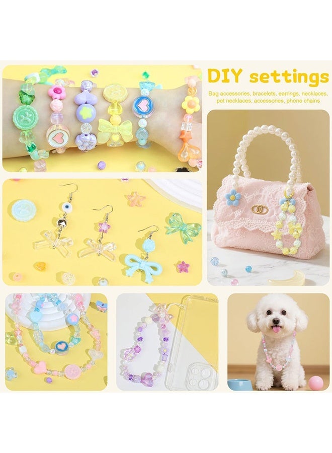 180–240PCS Kawaii Acrylic Jewelry Making Kit (160g) – Pink, Purple, Blue & Green Resin Charms & Beads for DIY Bracelets, Necklaces, Keychains & Crafts – Fun Craft Set for Kids & Adults - Image 4