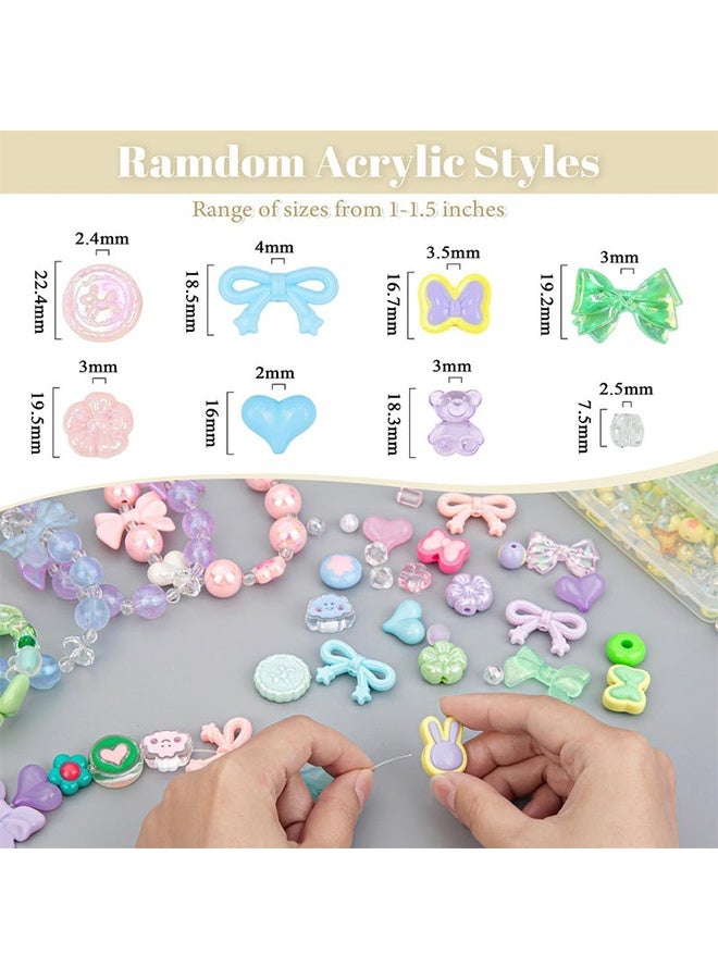 180–240PCS Kawaii Acrylic Jewelry Making Kit (160g) – Pink, Purple, Blue & Green Resin Charms & Beads for DIY Bracelets, Necklaces, Keychains & Crafts – Fun Craft Set for Kids & Adults - Image 2