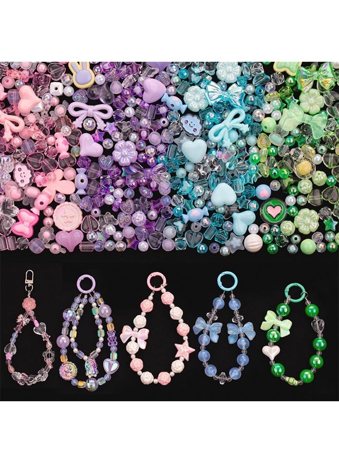 180–240PCS Kawaii Acrylic Jewelry Making Kit (160g) – Pink, Purple, Blue & Green Resin Charms & Beads for DIY Bracelets, Necklaces, Keychains & Crafts – Fun Craft Set for Kids & Adults - Image 1