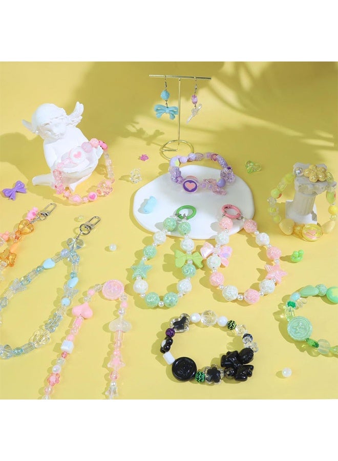 180–240PCS Kawaii Acrylic Jewelry Making Kit (160g) – Pink, Purple, Blue & Green Resin Charms & Beads for DIY Bracelets, Necklaces, Keychains & Crafts – Fun Craft Set for Kids & Adults - Image 5