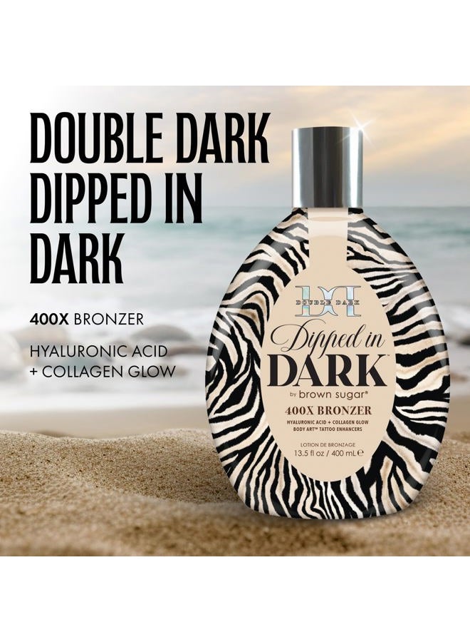 Brown Sugar Dipped in Dark Tanning Lotion, Double Dark 400X Bronzer with Hyaluronic Acid, Collagen & Tattoo Enhancers, 13.5 Fl Oz - Image 2