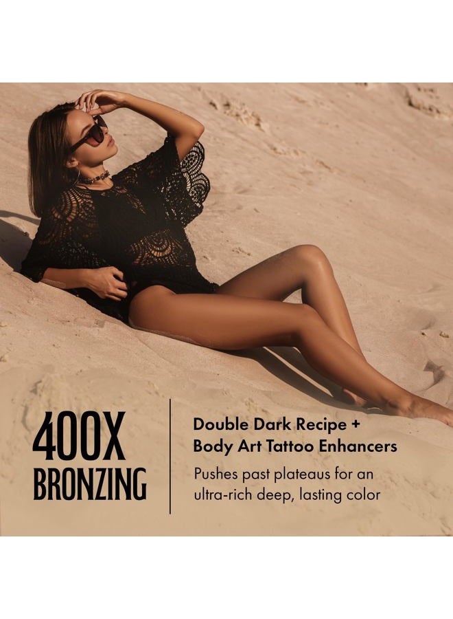 Brown Sugar Dipped in Dark Tanning Lotion, Double Dark 400X Bronzer with Hyaluronic Acid, Collagen & Tattoo Enhancers, 13.5 Fl Oz - Image 3
