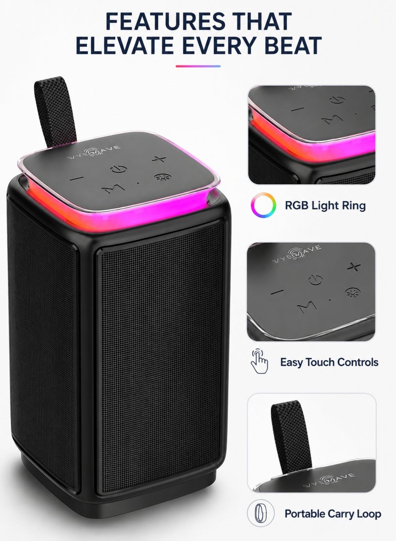 4D Deep Bass Bluetooth Speaker Wireless Portable Speaker RGB LED Light | Long Battery Portable RGB Speaker | TF Card SpeakerUSB TF AUX FM TWS | HIFI Stereo Loud Speaker - Image 4