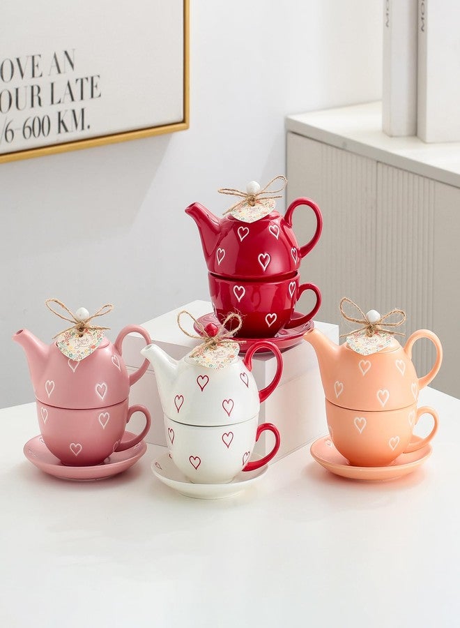 Domini Teapot cup combo,Teapot and Teacup for One,Tea Cup and Saucer Set-Tea Pot Set Gift for Girl Women,Matte pink - Image 4