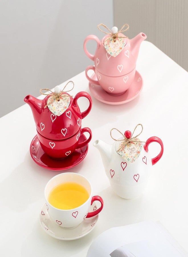 Domini Teapot cup combo,Teapot and Teacup for One,Tea Cup and Saucer Set-Tea Pot Set Gift for Girl Women,Matte pink - Image 5