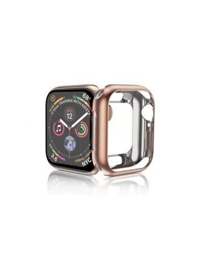 ماركة غير محددة - جراب حماية 360 درجة سيليكون لحماية شاشة ساعة ابل بمقياس 45 مم - روز جولد Apple Watch 45mm - Image 1