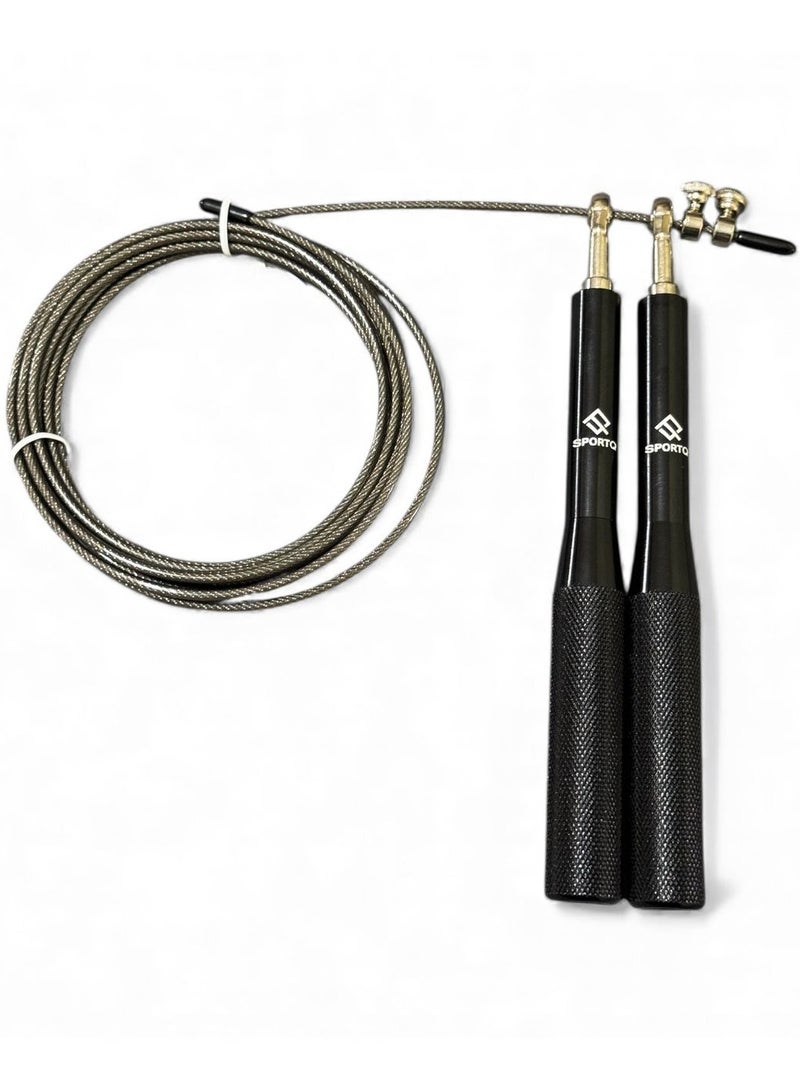 SportQ High Speed Jump Rope, Premium Quality Jump Rope with Adjustable Self-Locking and Anti-Slip Aluminum Handle, for Fitness, Workout, Boxing, Weight Loss - Image 1