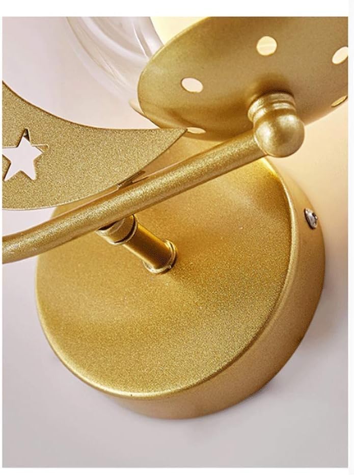 KYUSAR Wall Sconce Wall Light Nordic Iron Wall Lamp Glass Lampshade Wall Sconce Bedroom Bedside Study Living Room Corridor Wall Light Wall Lamp Wall Sconces Hallway (Color : B-Gold, Size : Left) - Image 3
