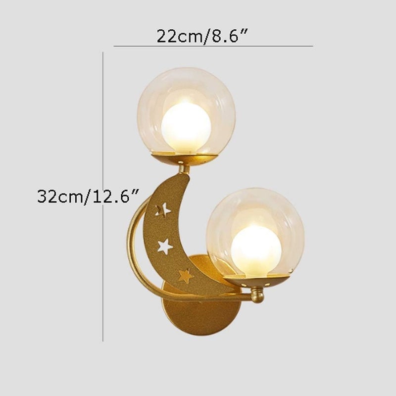 KYUSAR Wall Sconce Wall Light Nordic Iron Wall Lamp Glass Lampshade Wall Sconce Bedroom Bedside Study Living Room Corridor Wall Light Wall Lamp Wall Sconces Hallway (Color : B-Gold, Size : Left) - Image 2