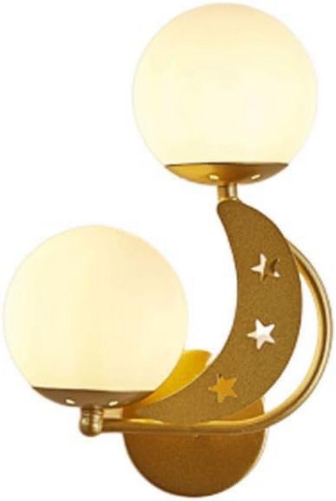 KYUSAR Wall Sconce Wall Light Nordic Iron Wall Lamp Glass Lampshade Wall Sconce Bedroom Bedside Study Living Room Corridor Wall Light Wall Lamp Wall Sconces Hallway (Color : B-Gold, Size : Left) - Image 1
