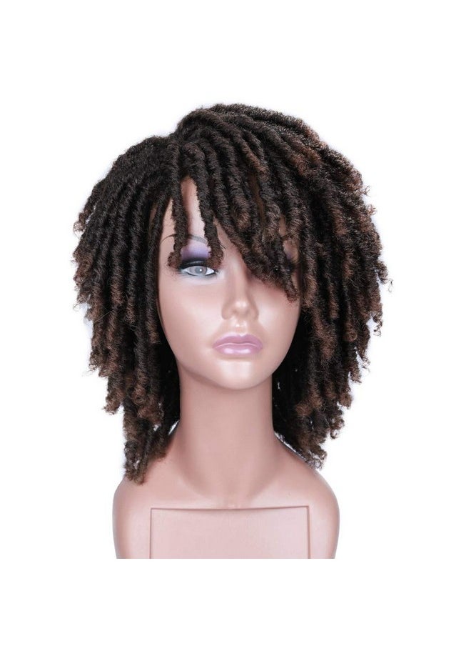 HANNE Dreadlock Wig Short Twist Wigs For Black Women And Men Afro Curly Synthetic Wig (1B/30)  - Image 1