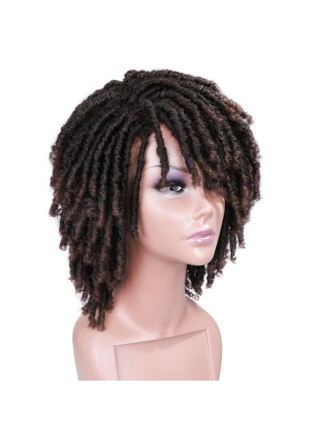 HANNE Dreadlock Wig Short Twist Wigs For Black Women And Men Afro Curly Synthetic Wig (1B/30)  - Image 3