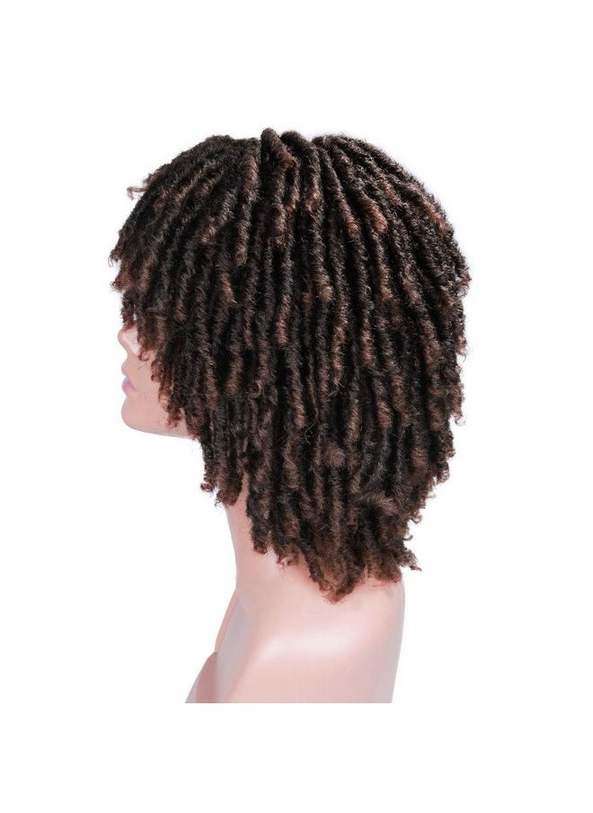 HANNE Dreadlock Wig Short Twist Wigs For Black Women And Men Afro Curly Synthetic Wig (1B/30)  - Image 4