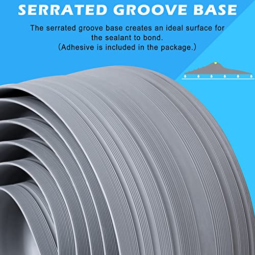 Papillon 16.5Ft Garage Door Bottom Seal Strip with 20oz Glue Gel, Universal Weatherproof Rubber Threshold for DIY Replacement (Gray) - Image 4