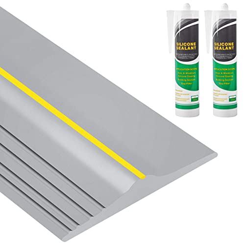 Papillon 16.5Ft Garage Door Bottom Seal Strip with 20oz Glue Gel, Universal Weatherproof Rubber Threshold for DIY Replacement (Gray) - Image 1