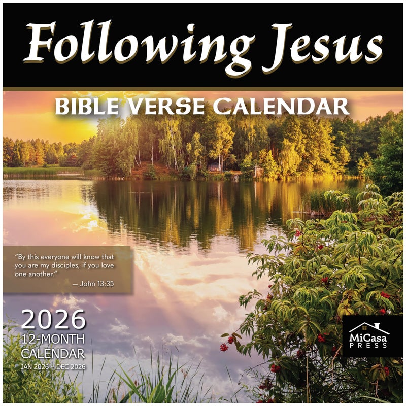 MICASA PRESS Christian Wall Calendar 2026 | Following Jesus with Bible Verses | 12 Month | 12" x 24" Open | Thick & Sturdy Paper | Holiday Gift | Religious Scripture Christian Calendar 2026 - Image 1