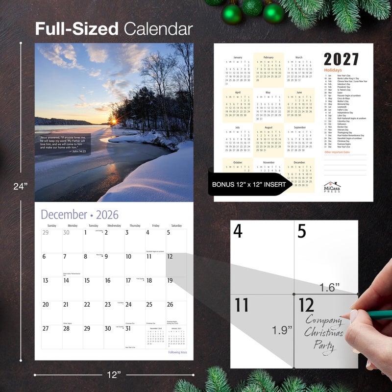 MICASA PRESS Christian Wall Calendar 2026 | Following Jesus with Bible Verses | 12 Month | 12" x 24" Open | Thick & Sturdy Paper | Holiday Gift | Religious Scripture Christian Calendar 2026 - Image 5