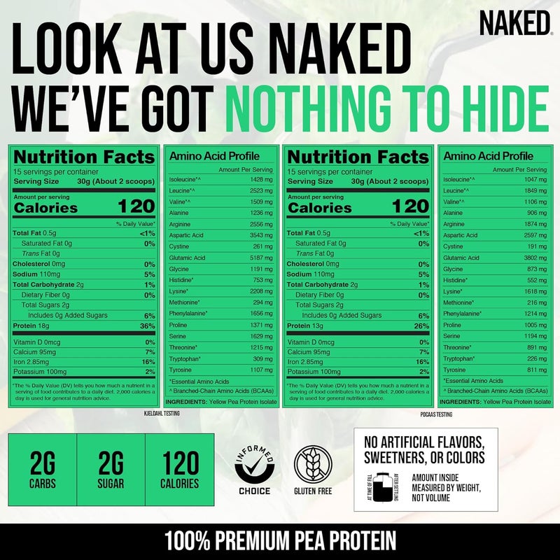 Nakd بروتين البازلاء النقي - عزل بروتين البازلاء - نباتي 100% - بروتين نباتي سهل الهضم - خالي من الكائنات المعدلة وراثيًا - خالي من اللاكتوز - خالي من الصويا - خالي من الغلوتين - 15 حصة - Image 4