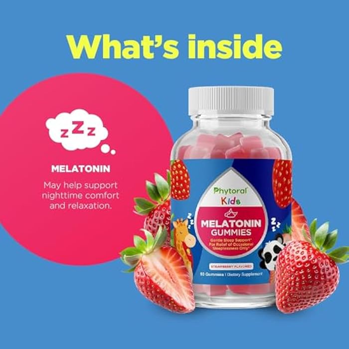 Phytoral Kids Melatonin 1mg Gummy Vitamins - Pure Melatonin Gummies for Kids and Mood Support - Children’s Vitamins Gummy for Deep Sleep Supplement Gummies 1mg - 60 Count - Image 5