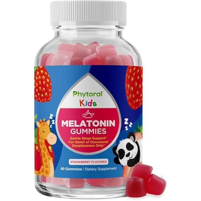 Phytoral Kids Melatonin 1mg Gummy Vitamins - Pure Melatonin Gummies for Kids and Mood Support - Children’s Vitamins Gummy for Deep Sleep Supplement Gummies 1mg - 60 Count - Image 1