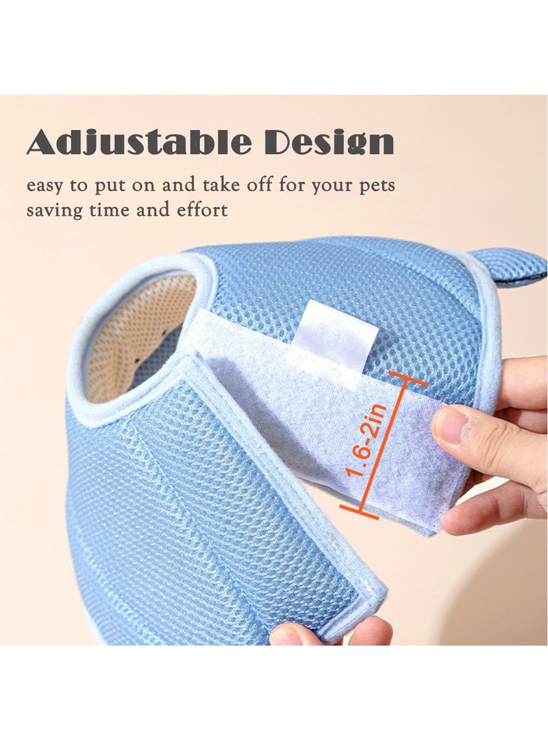 SYOSI Cat Cone Collar Soft Lightweight Cat Recovery Collar Protective Adjustable Collar for After Surgery Cats Kittens Breathable Fasteners Shark Design for Pets Cats Puppies Blue M - Image 4
