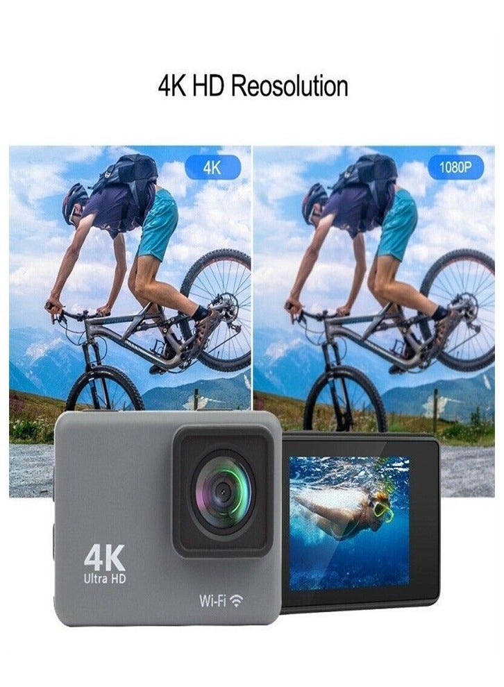 4K HD WiFi Anti-Shake Action Camera Waterproof Action Camera with Remote Control - Image 2