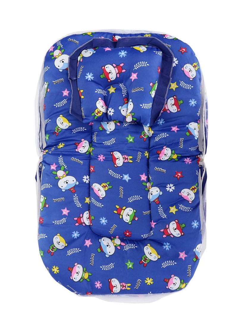 Superminis - Superminis Multicolor Printed Cotton Bedding Set Thick Base, Foldable Mattress, Head Pillow And Zip Closure Mosquito Net - Image 1