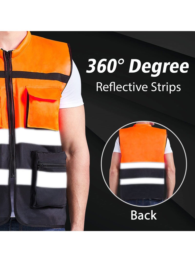 High-Visibility Reflective Safety Vest with Sweat-Absorbent Collar, Fashionable Design, 360° Visibility, Multi-Pocket, Breathable Fabric - Ideal for Work & Outdoor Activities - XL - Image 3