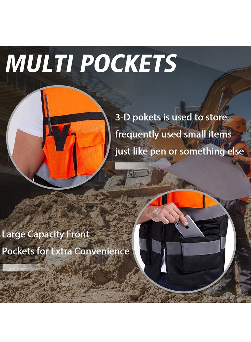 High-Visibility Reflective Safety Vest with Sweat-Absorbent Collar, Fashionable Design, 360° Visibility, Multi-Pocket, Breathable Fabric - Ideal for Work & Outdoor Activities - XL - Image 4