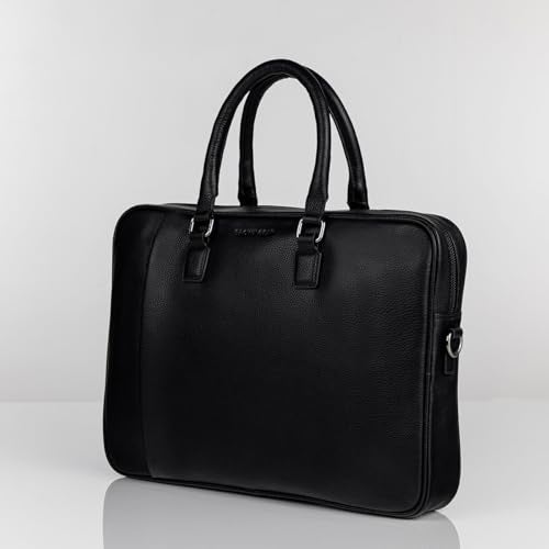 BROWN BEAR Havana Laptop Bag 03 | Black Premium Leather Office Bag For Man| 15” Laptop Compartment | Front & Back Pockets | Office and Travel Gifts for men | Laptop bags for men office use - Image 2