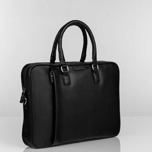 BROWN BEAR Havana Laptop Bag 03 | Black Premium Leather Office Bag For Man| 15” Laptop Compartment | Front & Back Pockets | Office and Travel Gifts for men | Laptop bags for men office use - Image 3