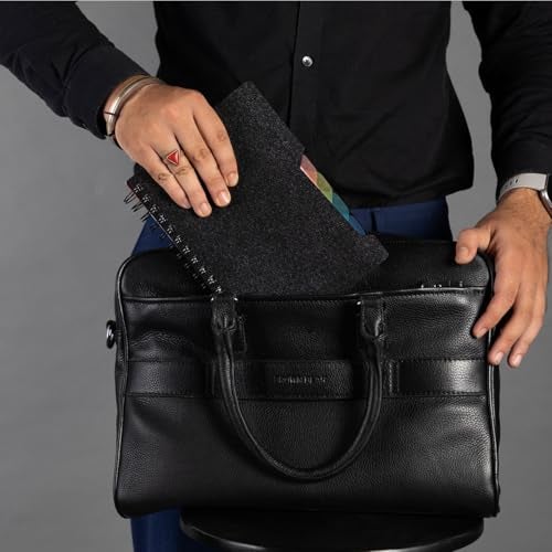 BROWN BEAR Havana Laptop Bag 03 | Black Premium Leather Office Bag For Man| 15” Laptop Compartment | Front & Back Pockets | Office and Travel Gifts for men | Laptop bags for men office use - Image 5