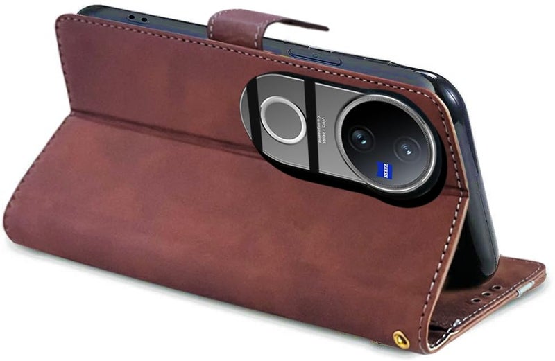 Excelsior Flip Cover for Vivo V50, Vivo V50e, iQOO Z10R, Vivo T4R | Premium PU Leather | Full Protection (Coffee) - Image 4