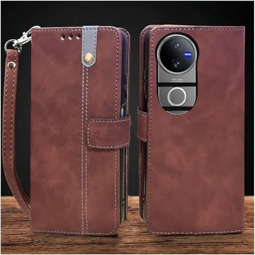 Excelsior Flip Cover for Vivo V50, Vivo V50e, iQOO Z10R, Vivo T4R | Premium PU Leather | Full Protection (Coffee) - Image 1