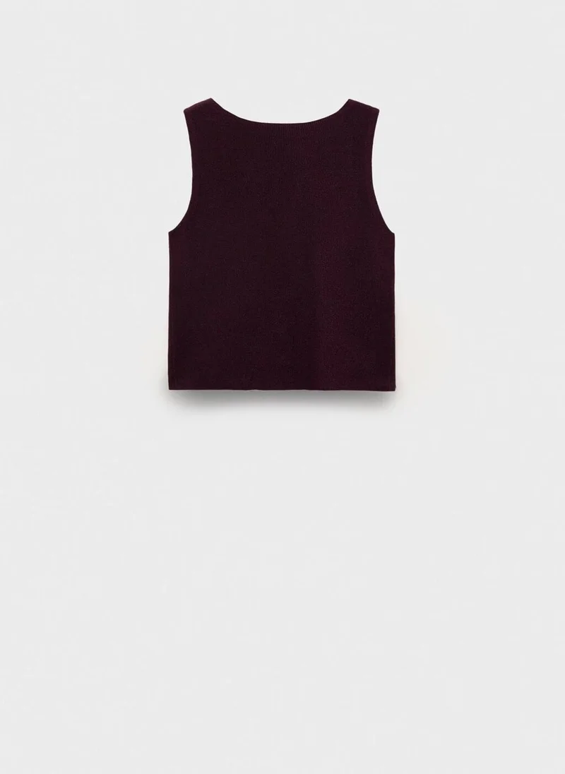 MANGO Fine Ribbed Knit Top