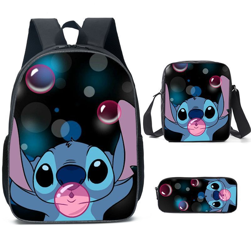 Amazon New Cartoon stitch stitch Three-Piece Set Schoolbag Backpack Backpack for Primary and Secondary School Students K style 