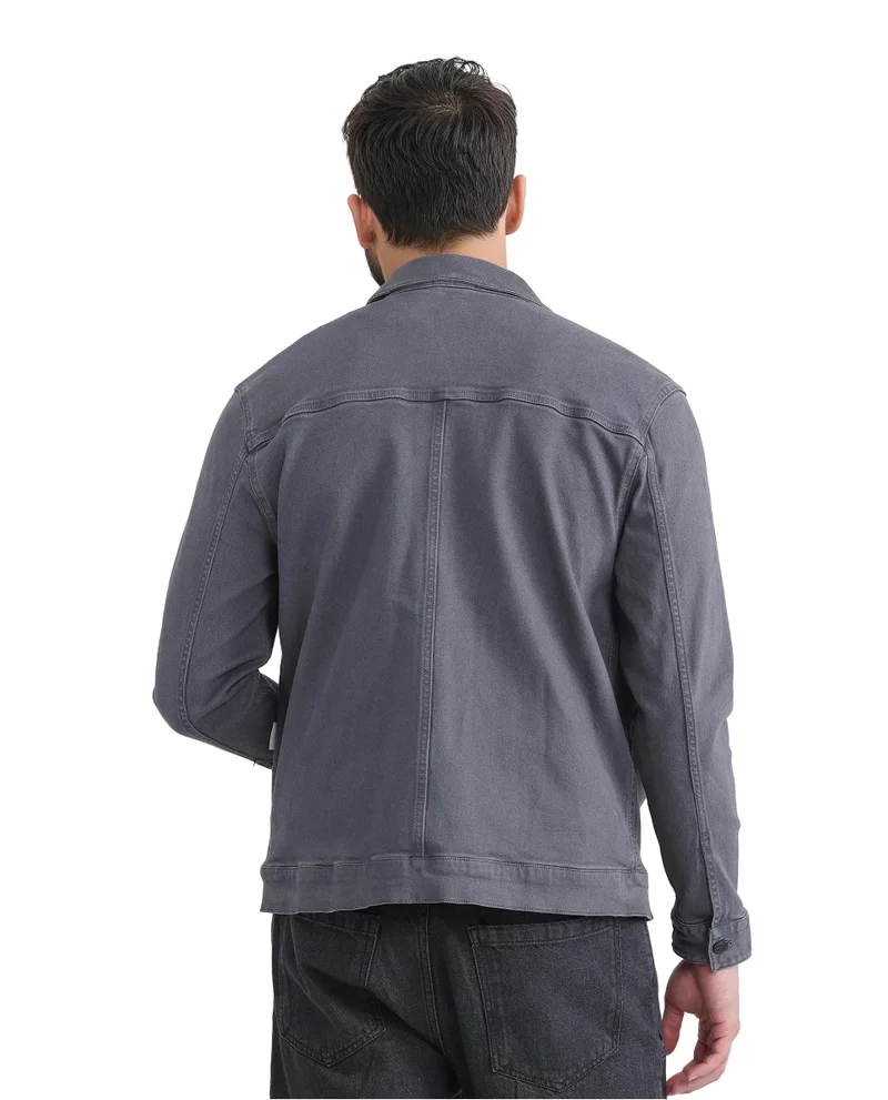 Rare Rabbit Men's Relaxed Fit Solid Cotton Jacket