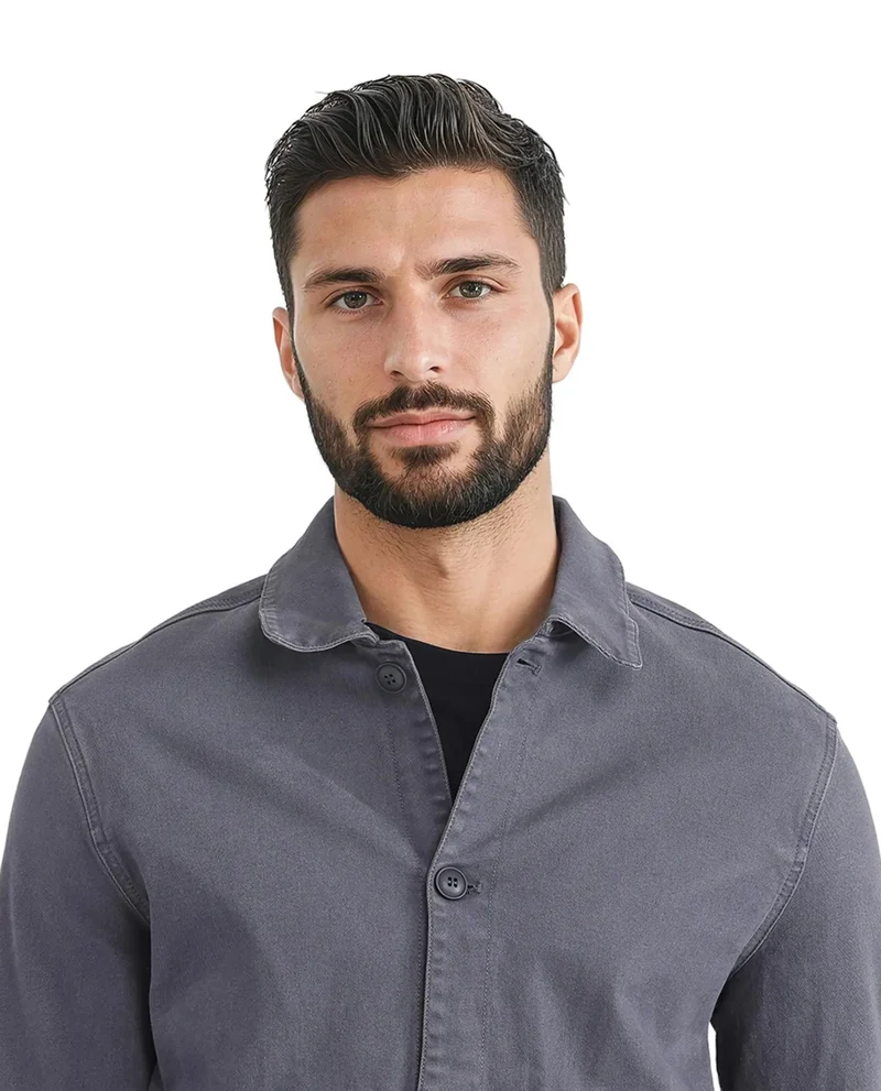 Rare Rabbit Men's Relaxed Fit Solid Cotton Jacket