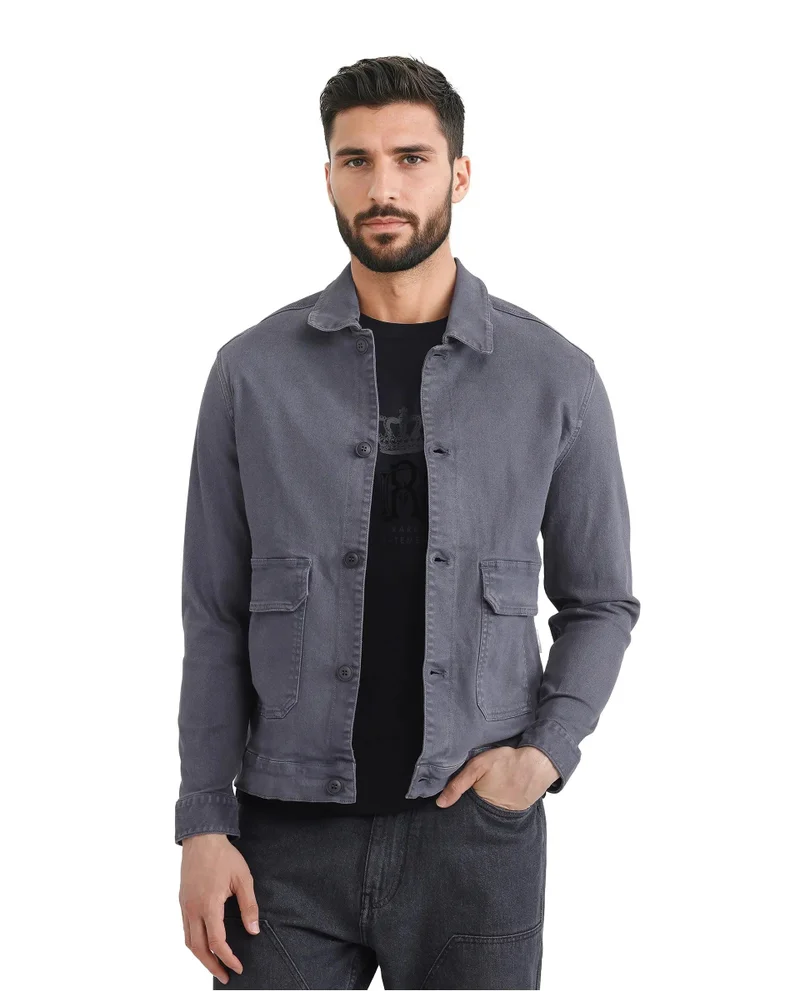 Rare Rabbit Men's Relaxed Fit Solid Cotton Jacket